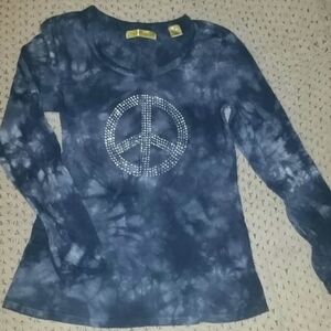 Weatherproof Navy Tie-Dye Kids Long Sleeve Shirt